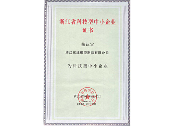 浙江省科技型中小企業證書